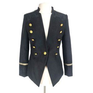 ROMEO + JULIET Women One Button Up Blazer Size M  Black Gold Embordered A18P